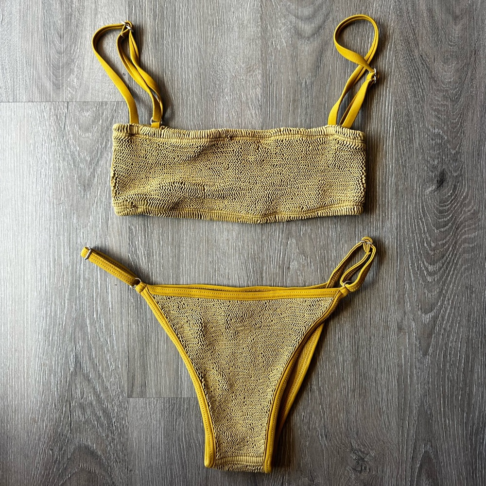 Elysiian Yellow Textured Bikini Set